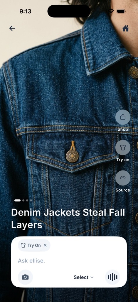 Denim jackets look in the ellise app