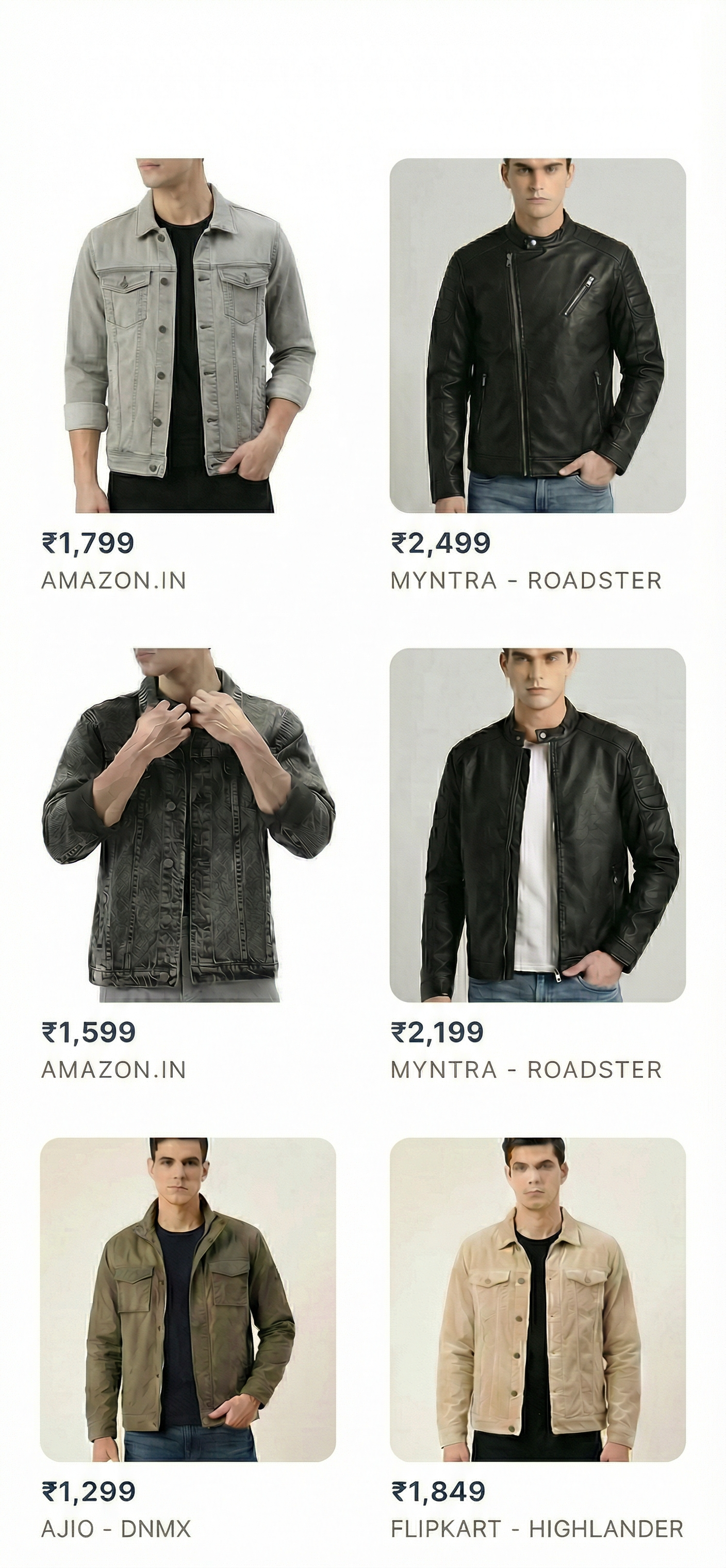 Shopping options for similar items mockup