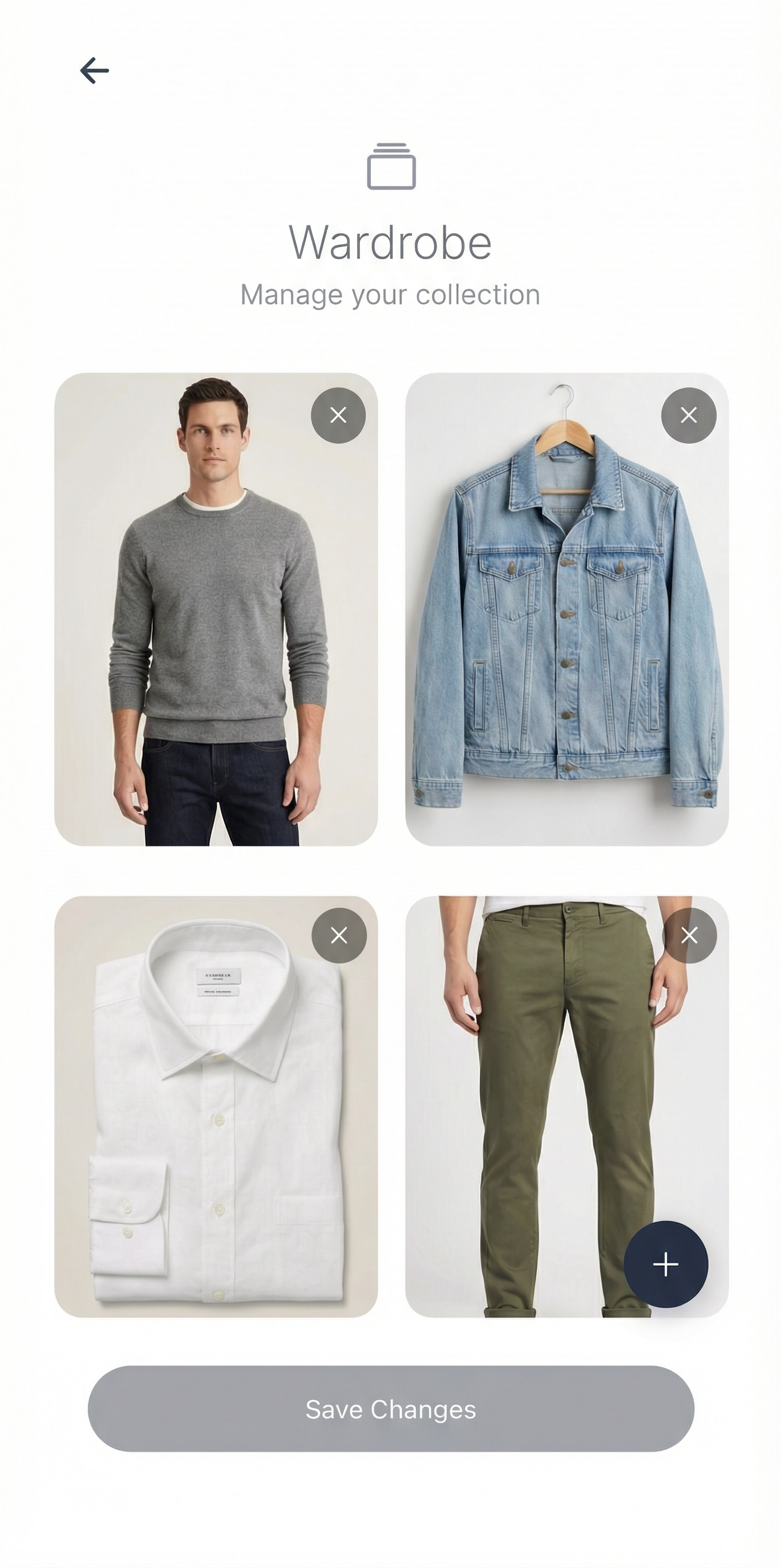 Wardrobe screen mockup